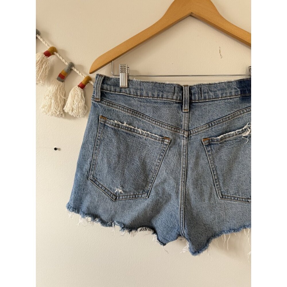 Abercrombie & Fitch The Mom Short High Rise Distress Blue Denim Cut Off 30/10 - Picture 6 of 8